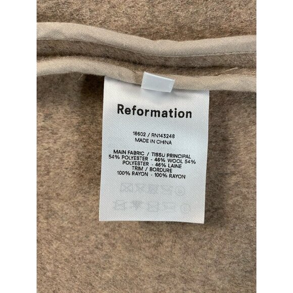 REFORMATION - Greenwich belted wool-blend coat Women’s Jacket Size Xs Beige - Picture 5 of 14